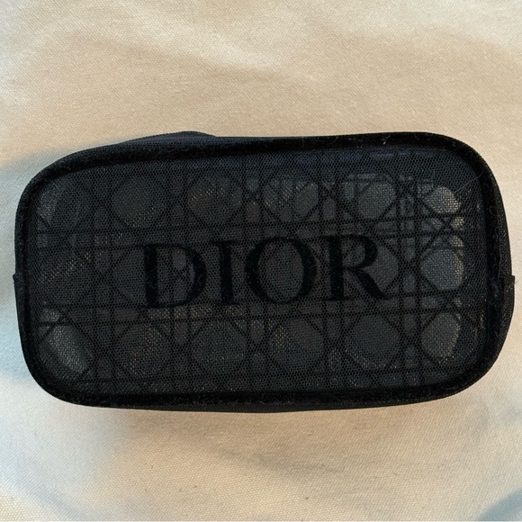 Dior Black Zippered Mesh Makeup Cosmetic Pouch - Picture 1 of 6